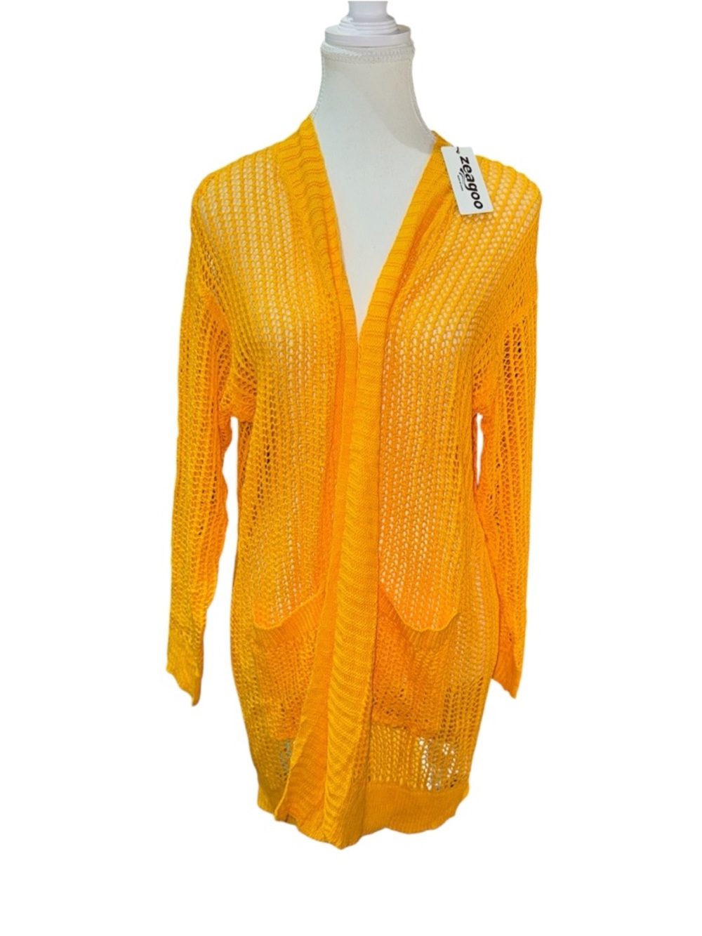 Bold Yellow lightweight crochet cardigan